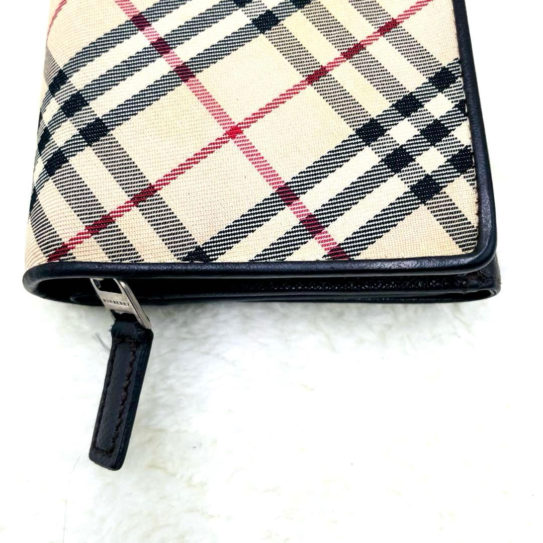 美品 Burberry バーバリー 三つ折り 財布 ノバチェック キャンバス