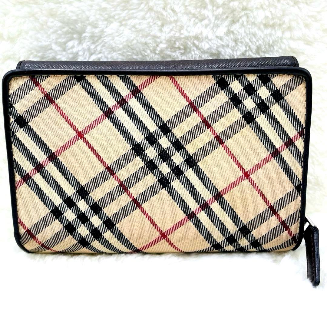 美品 Burberry バーバリー 三つ折り 財布 ノバチェック キャンバス