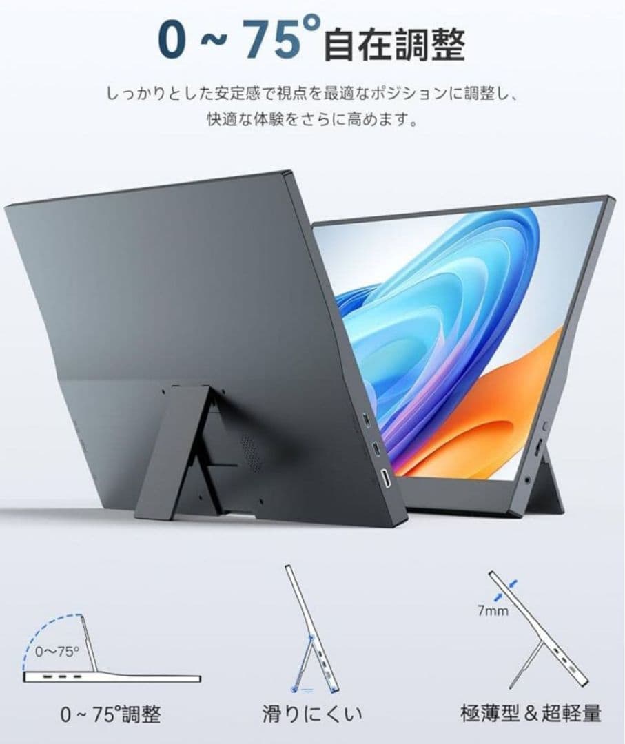 モバイルモニター IPS液晶パネル ミニHDMI 15.6インチ 自立型　一体型