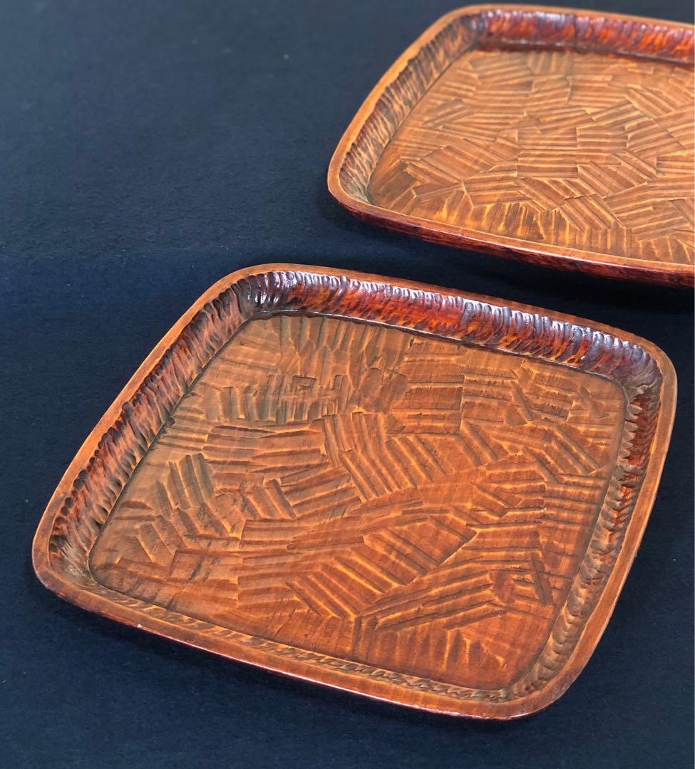 《R》伝統工芸 讃岐彫 小膳2客 讃岐膳 讃岐盆 木製漆器　251007あ7