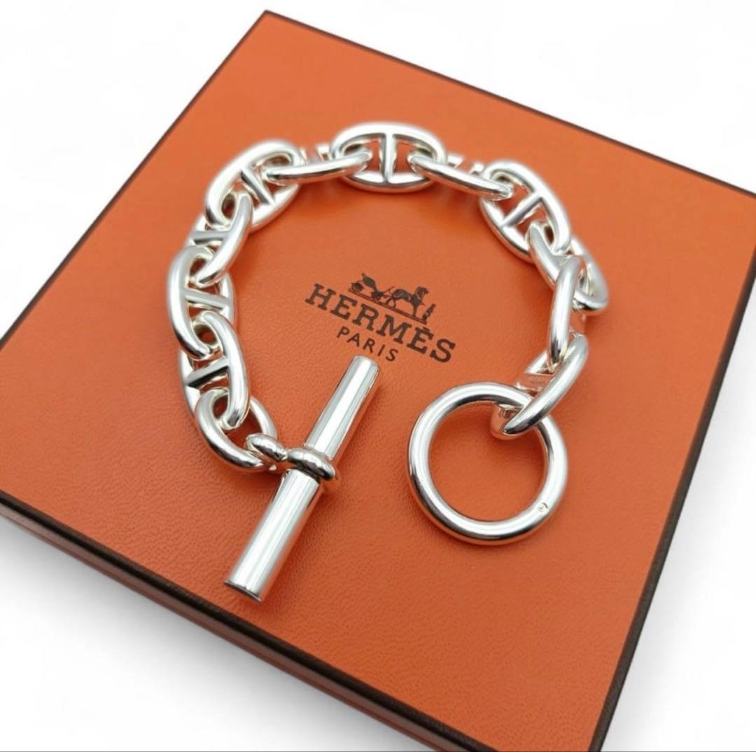 Hermès シルバーチェーンブレスレット GM11コマ 定価28万1000円