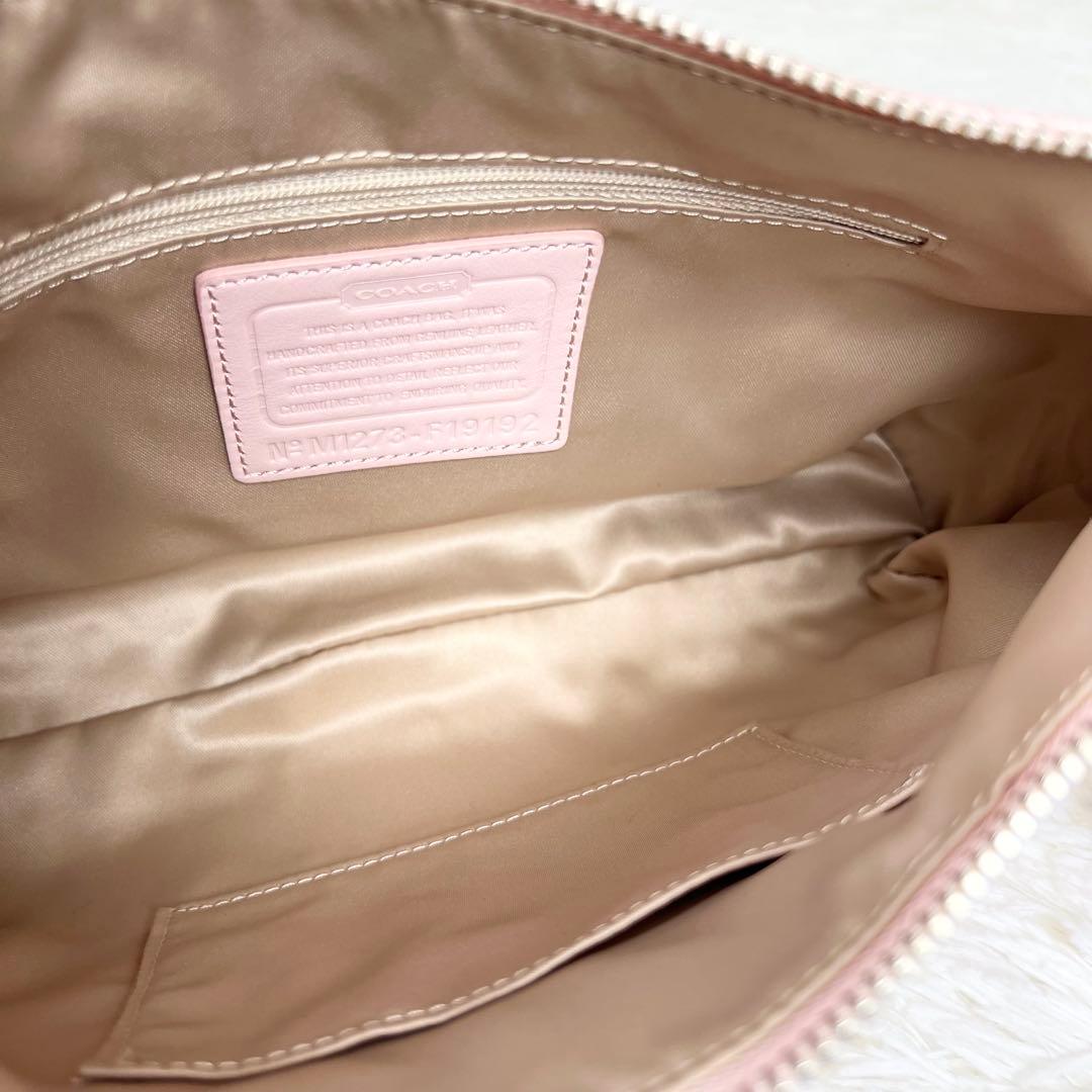 コーチ ワンショルダー アクセサリーポーチ シグネチャー 2way ピンク