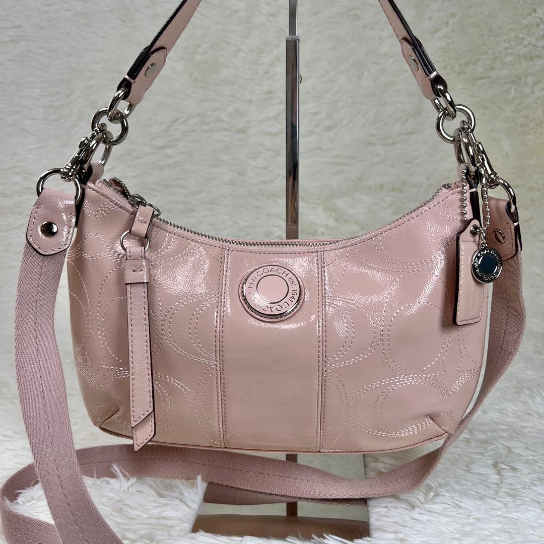 コーチ ワンショルダー アクセサリーポーチ シグネチャー 2way ピンク