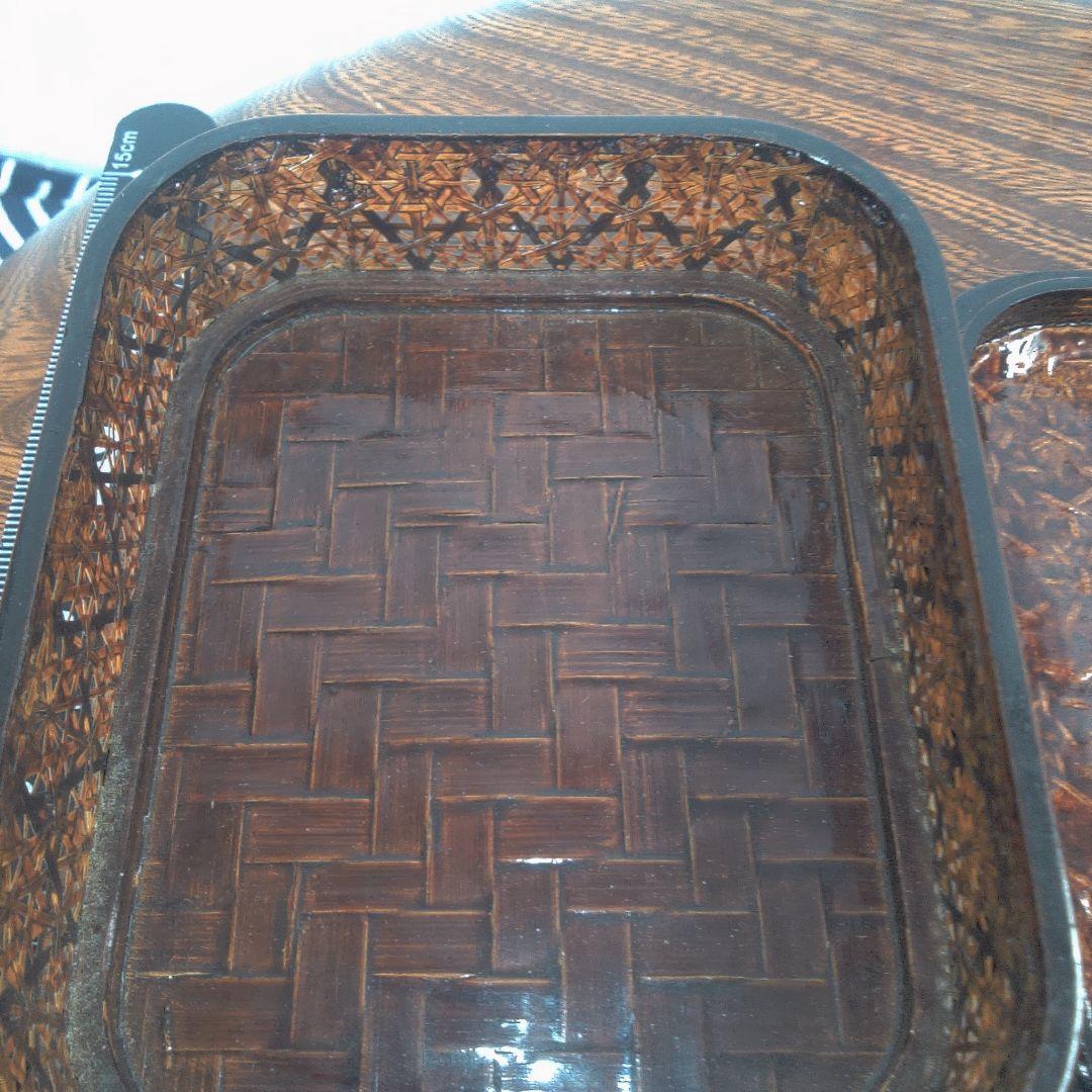 骨董６幾何学模様の木製小物入れ