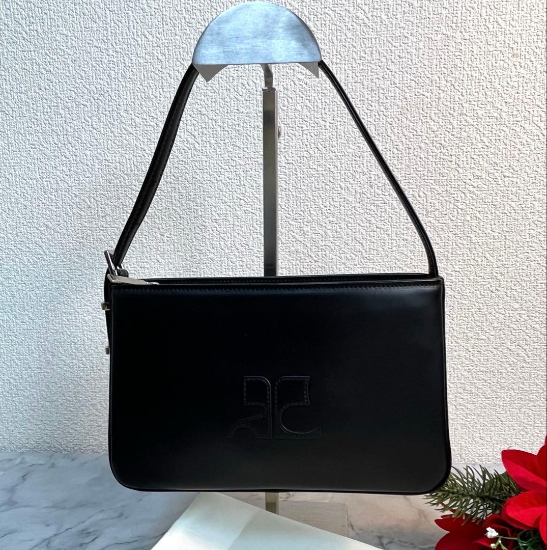 Courreges アクセサリーポーチ ハンドバッグ レザー 本革