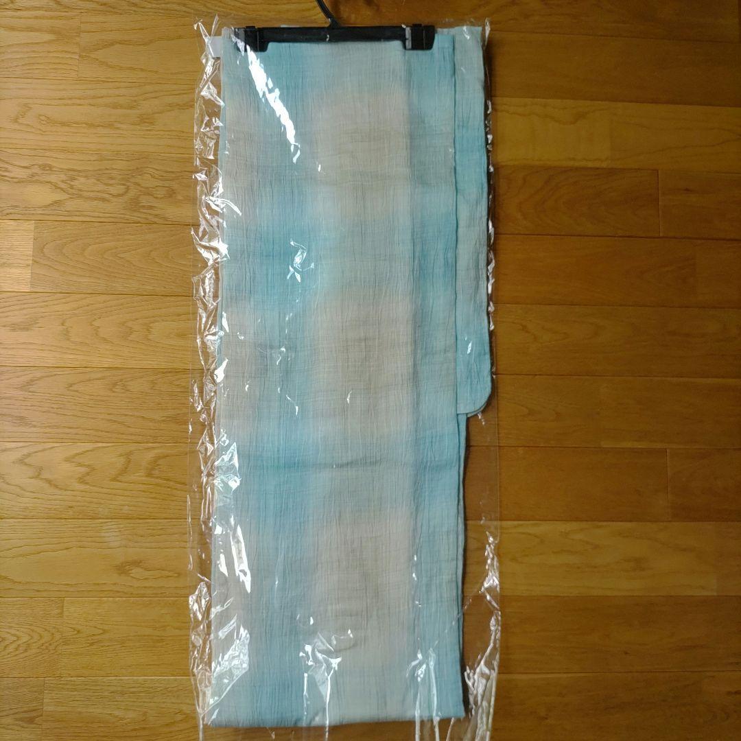 【新品】浴衣　セット 近江ちぢみ 水色　麻100%　日本製　高級浴衣