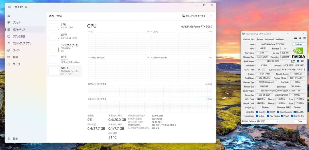 グラフィックボード・グラボ・ビデオカード Gigabyte rtx 3080 20GB Gaming OC