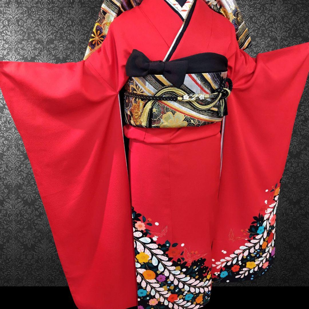 振袖フルセット(7点)・成人式・辻ヶ花・金彩加工・高級手縫・モダン・正絹・逸品