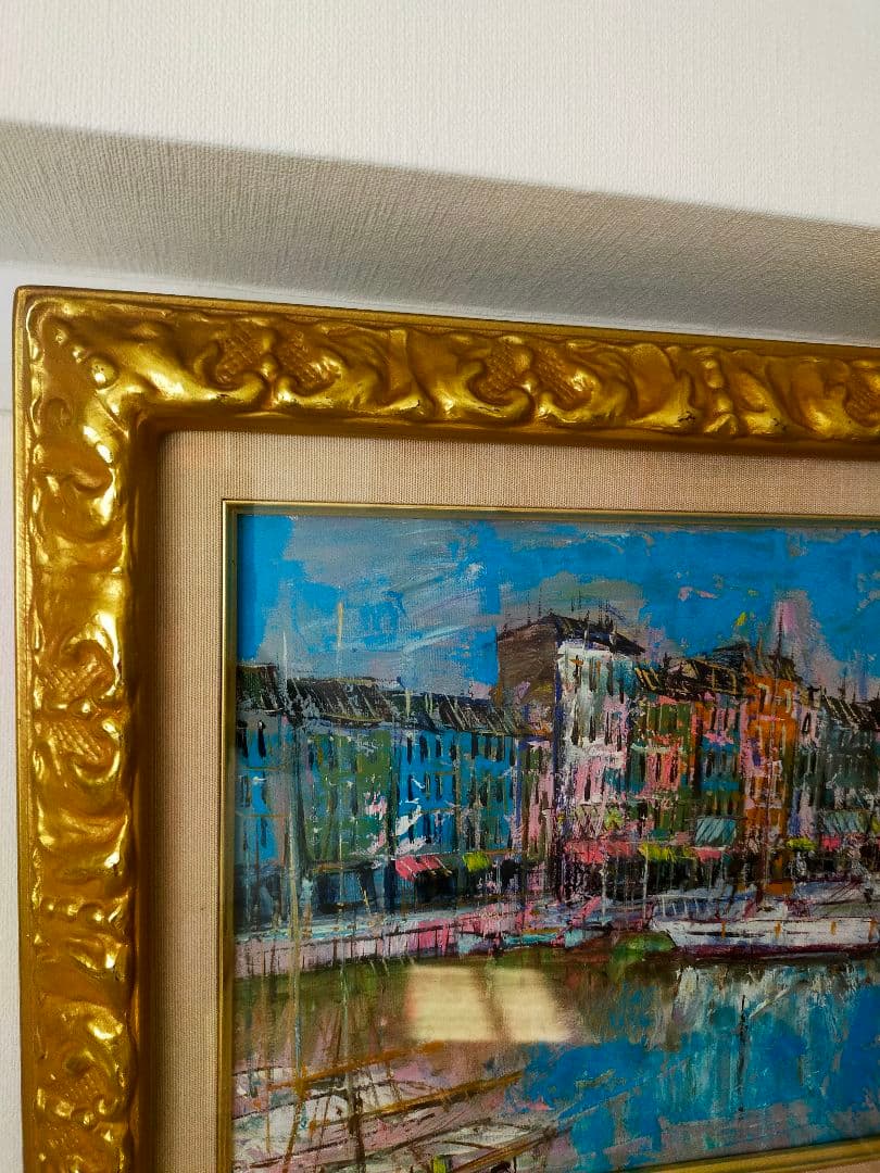 港の風景 油彩画 6f　[脇田　洋](オン　フルール)特価 ¥20000~!!