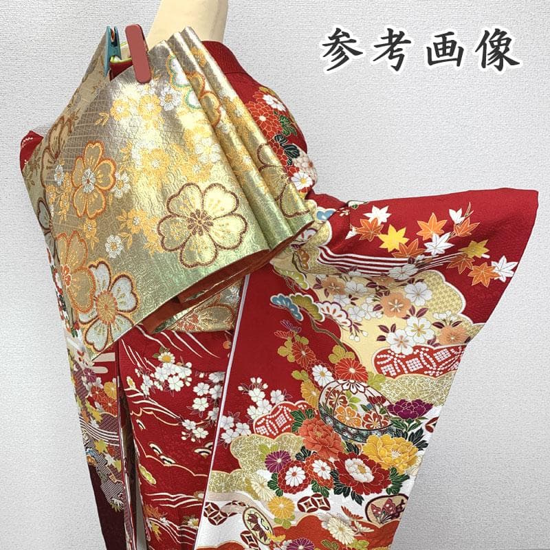 508z8〇京都きもの友禅 古典柄 振袖 地紋 毬 松竹梅 赤〇成人式 結婚式