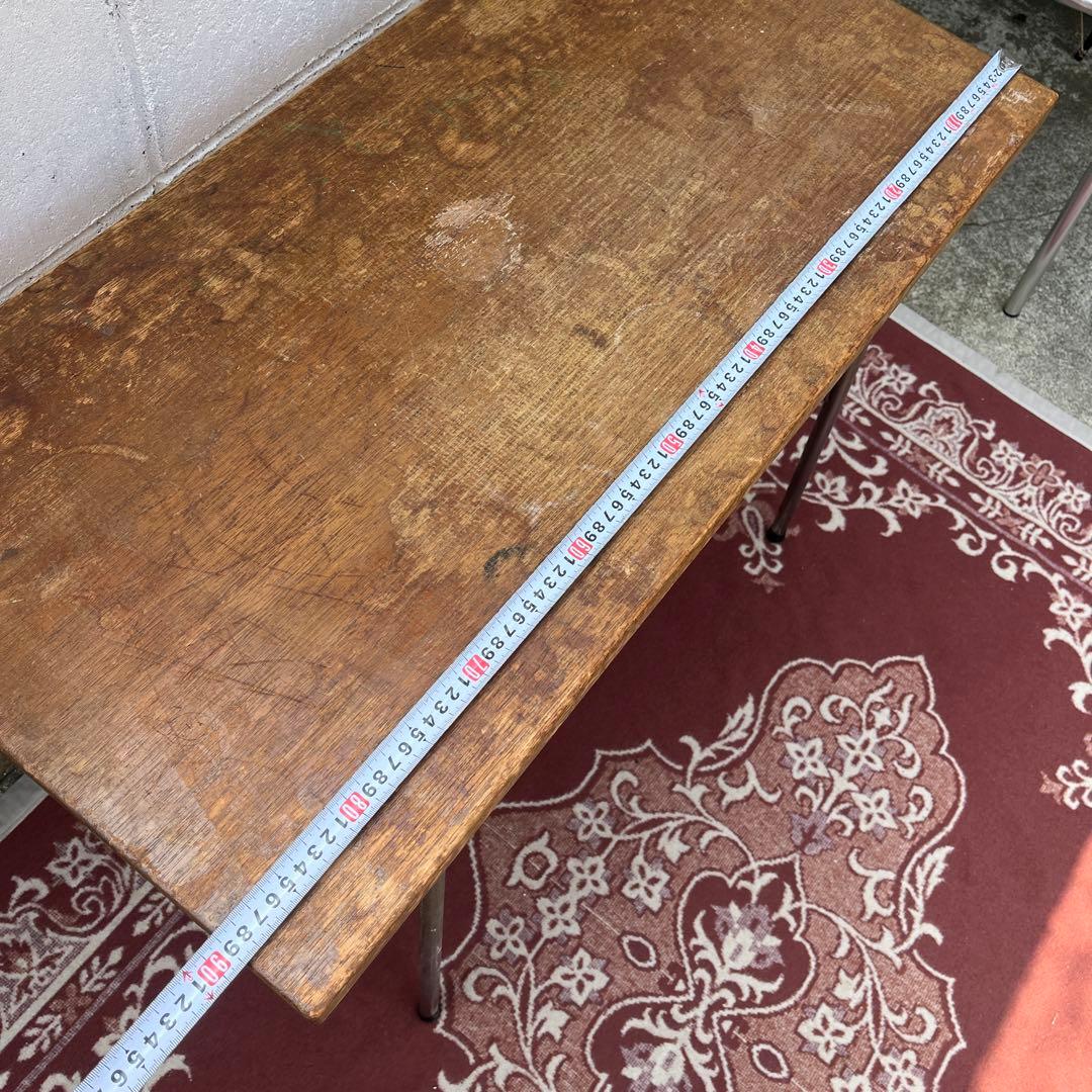 古家具アンティーク◾️古材木製天板×鉄脚アイアン カフェテーブル コーヒーテーブル