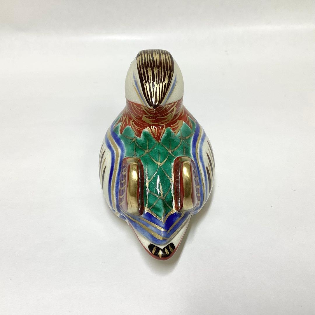 香合 色絵 おしどり 御室窯 木箱入 茶道具 古物品