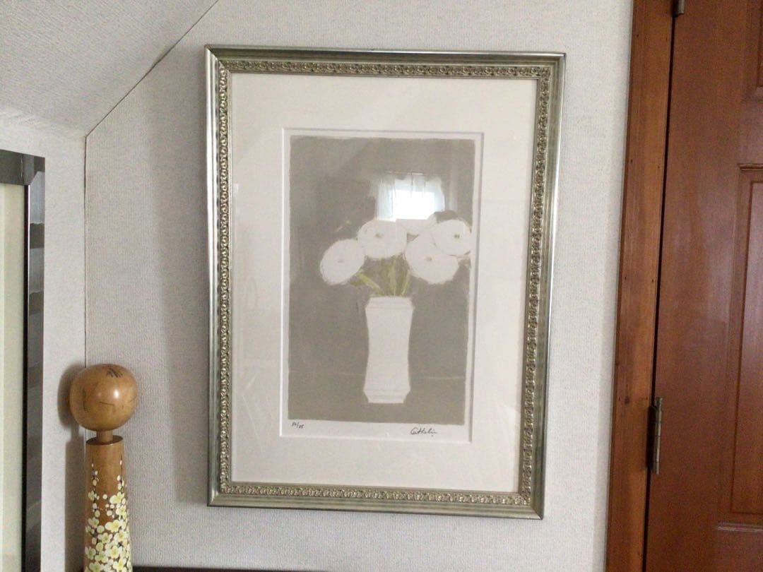 ⭕️⭕️ベルナール カトラン リトグラフ白い花瓶のクリスマスローズ⭕️⭕️