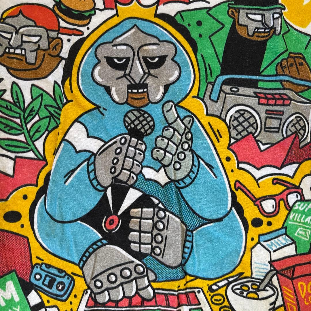 MFDOOMプリントTシャツホワイトビンテージラップ T HIPHOPXLサイズ