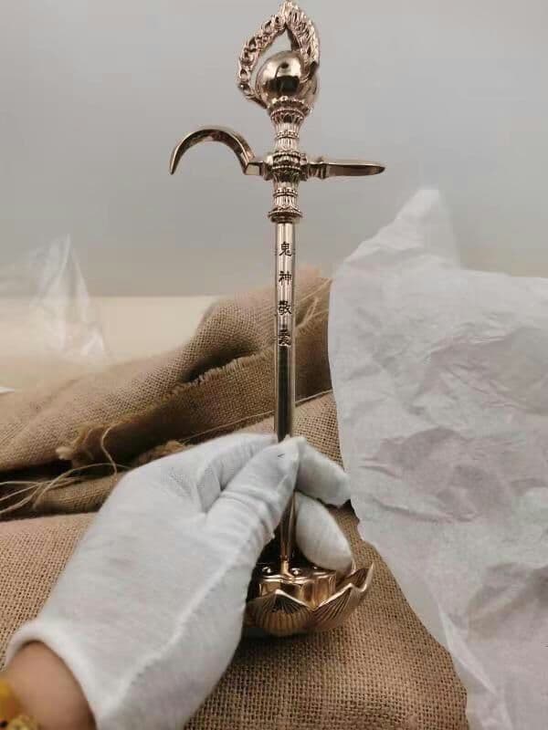 【修縁堂】密教法具 准提金剛勾 精密金属彫り 真鍮製 vajra 26cm