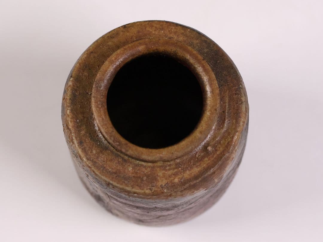 茶道具 伊勢崎満 備前焼 肩衝茶入 仕覆(2点) 共箱 陶歴 陶芸【CM340】