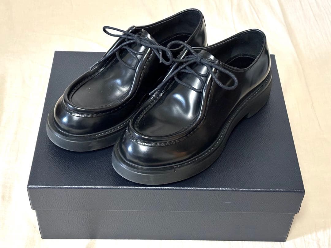 PRADA ダイアパソン レザー 23AW 黒 革靴 26cm