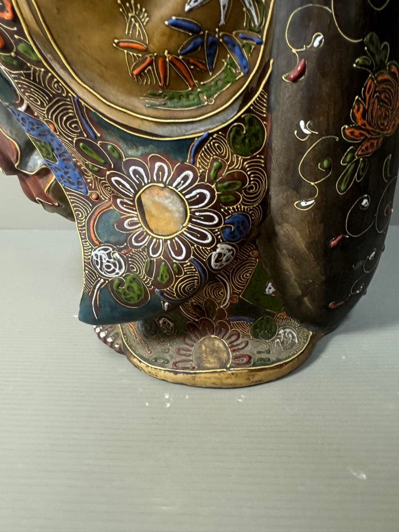 2593 九谷焼　布袋様　置物　陶芸　七福神　縁起物　時代物