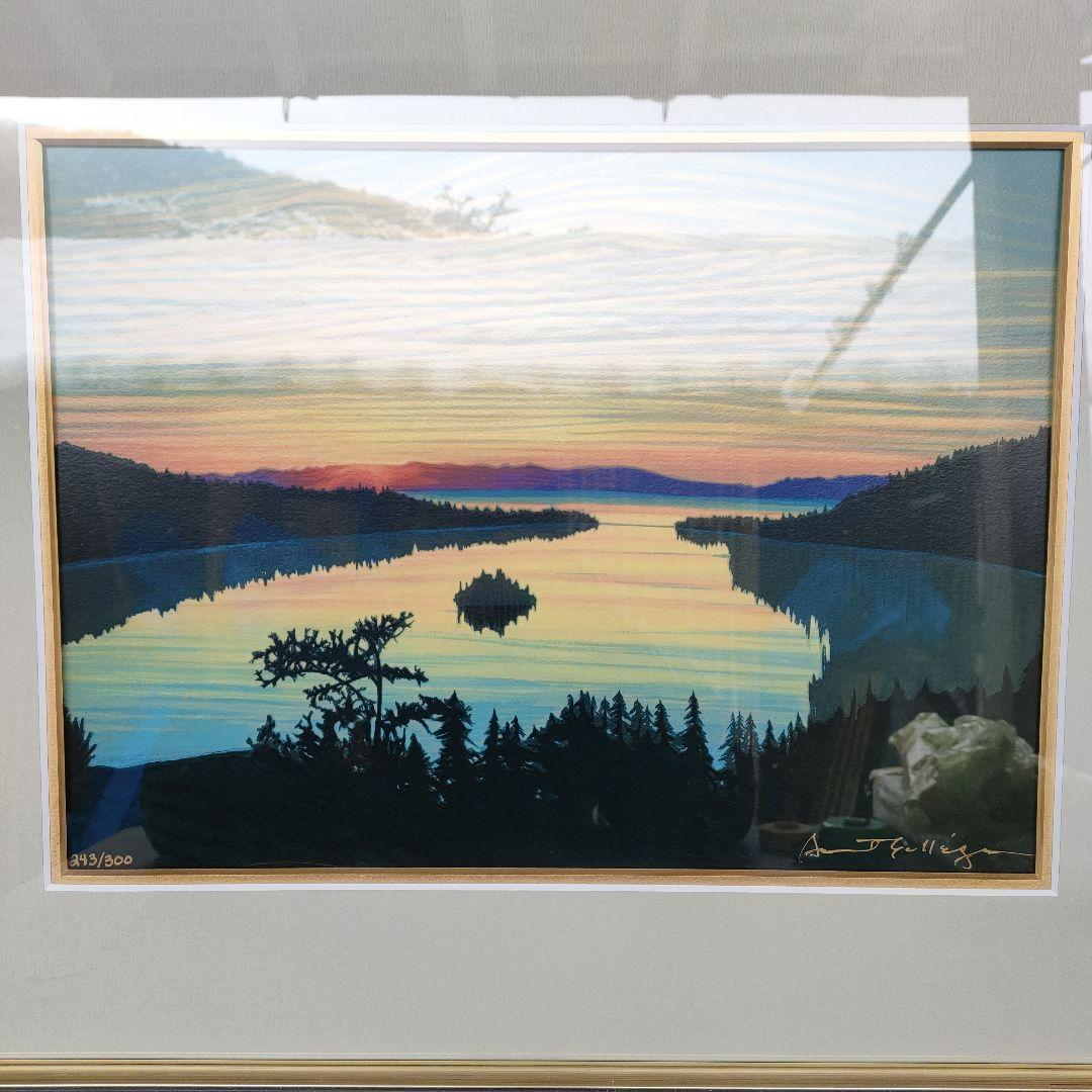 【真作】デイビッド・ガエーゴス エメラルドベイサンライズ シルクスクリーン 版画