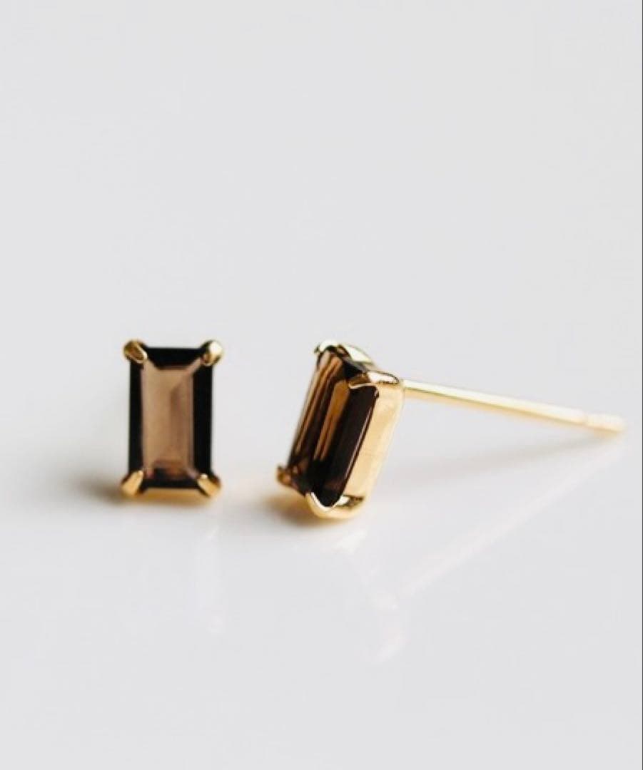 ■現行品■【cui-cui】K18 スモーキークォーツバケットカット ピアス