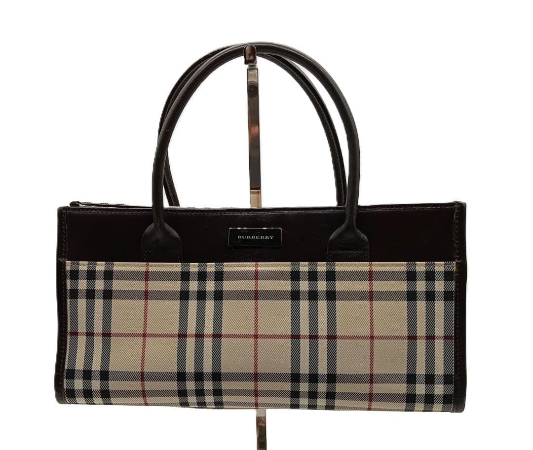 BURBERRY ノバチェック ハンドバッグ ダークブラウン×ベージュ系