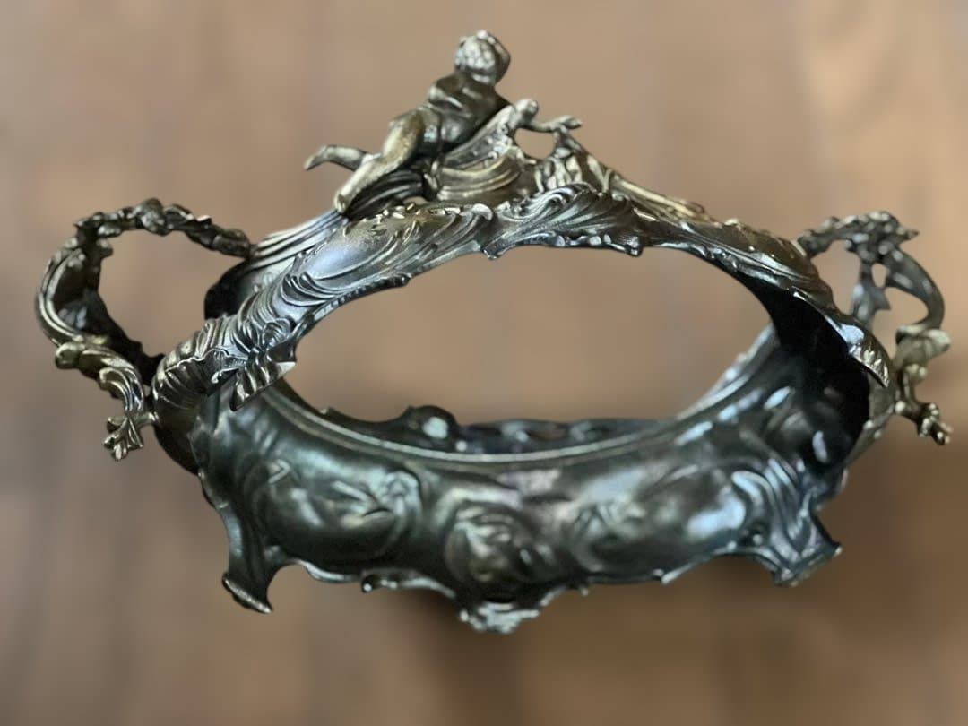 フランス アンティーク装飾ボウル 花器真鍮製 天使付き