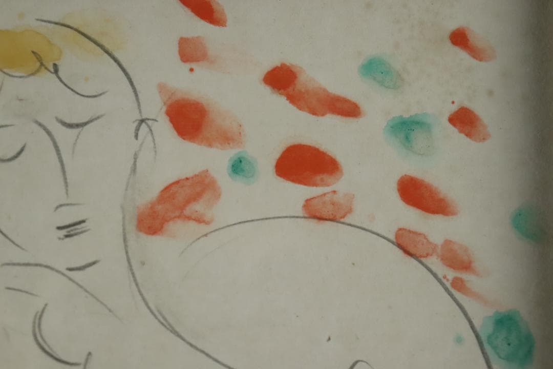 真作保証 井上長三郎 「レダ」 水彩 肉筆 色紙額装 自由美術家協会会員