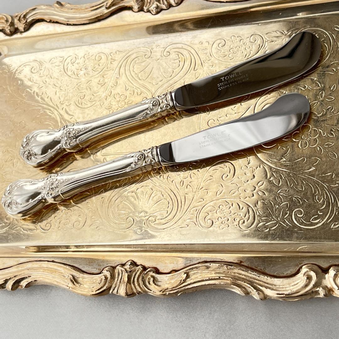 【TOWLE】 バターナイフ 2本【純銀ハンドル】　 OLD MASTER