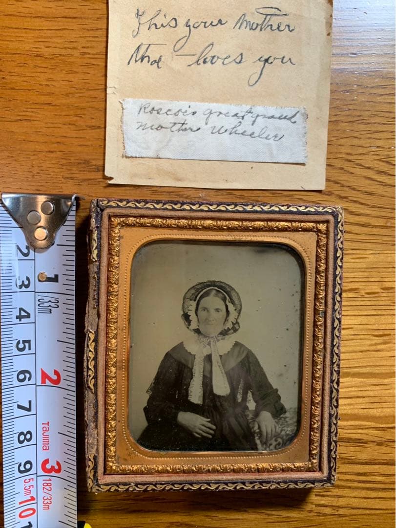 アンブロタイプ　アンティークフォト　ロット（2）夫と妻　面白い手書きのメモ付き。