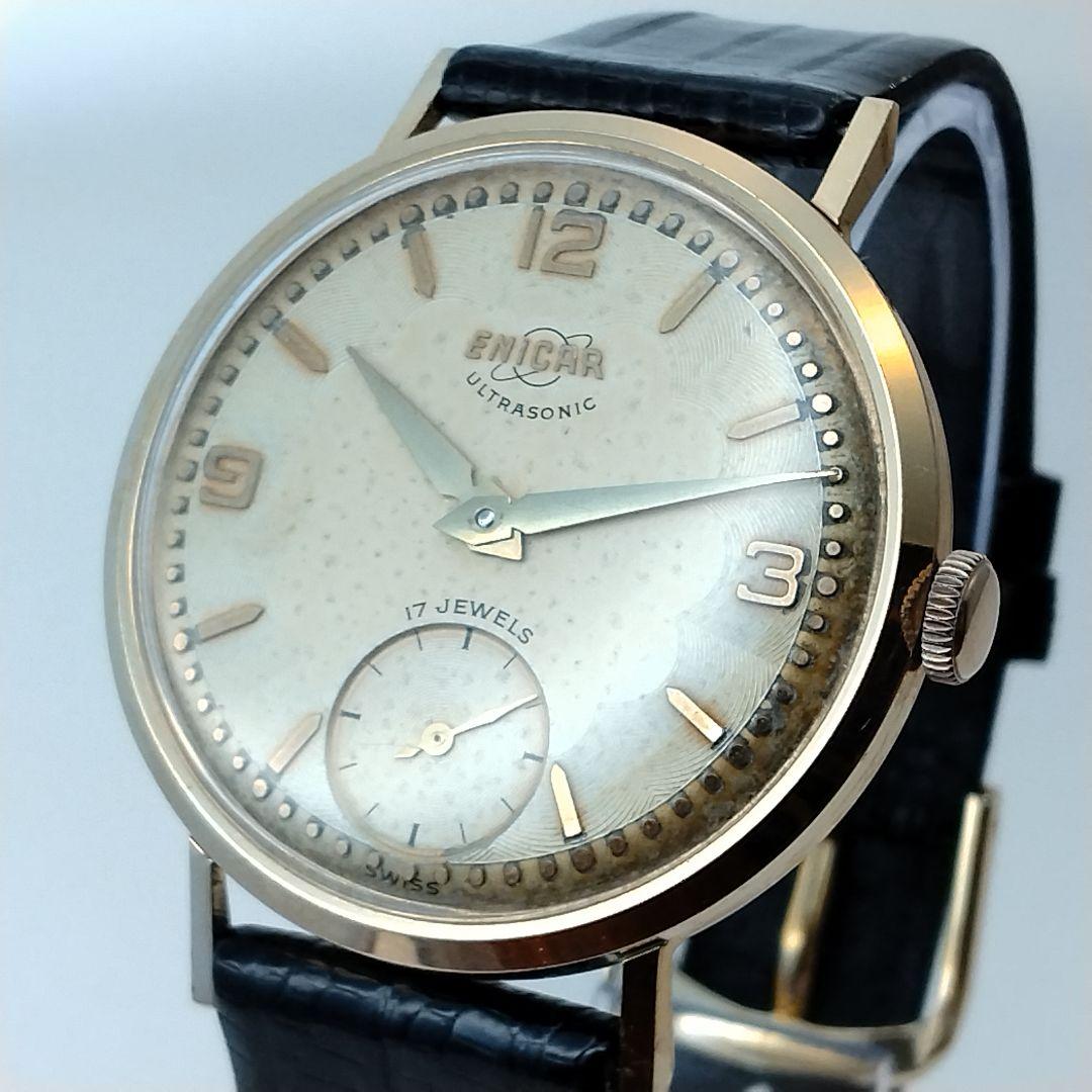 【1950s】ENICAR スモセコ OH済 ヴィンテージ腕時計