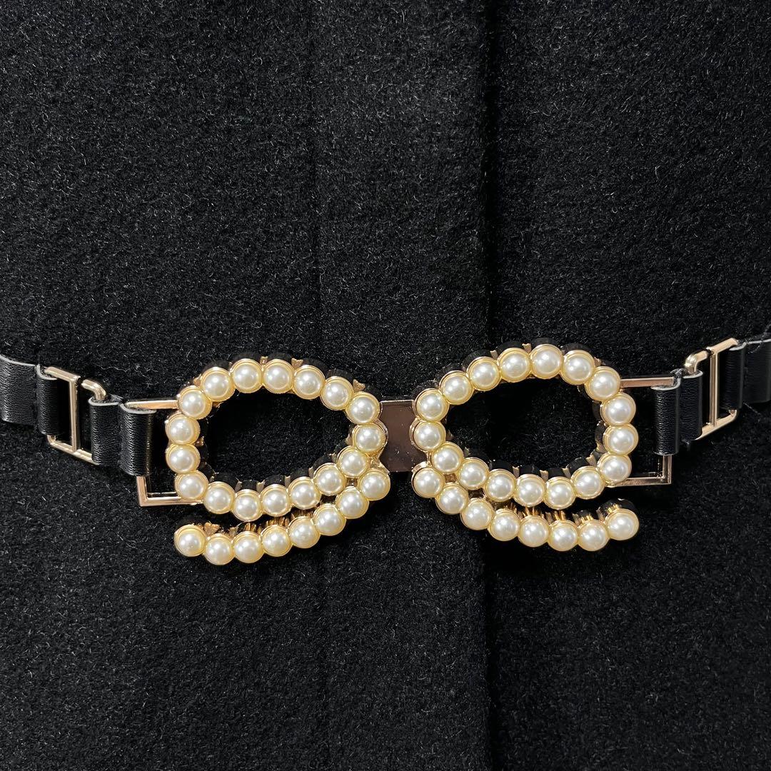 LIZ LISA リズリサ　パールリボンビット　コート ブラック ファー 黒