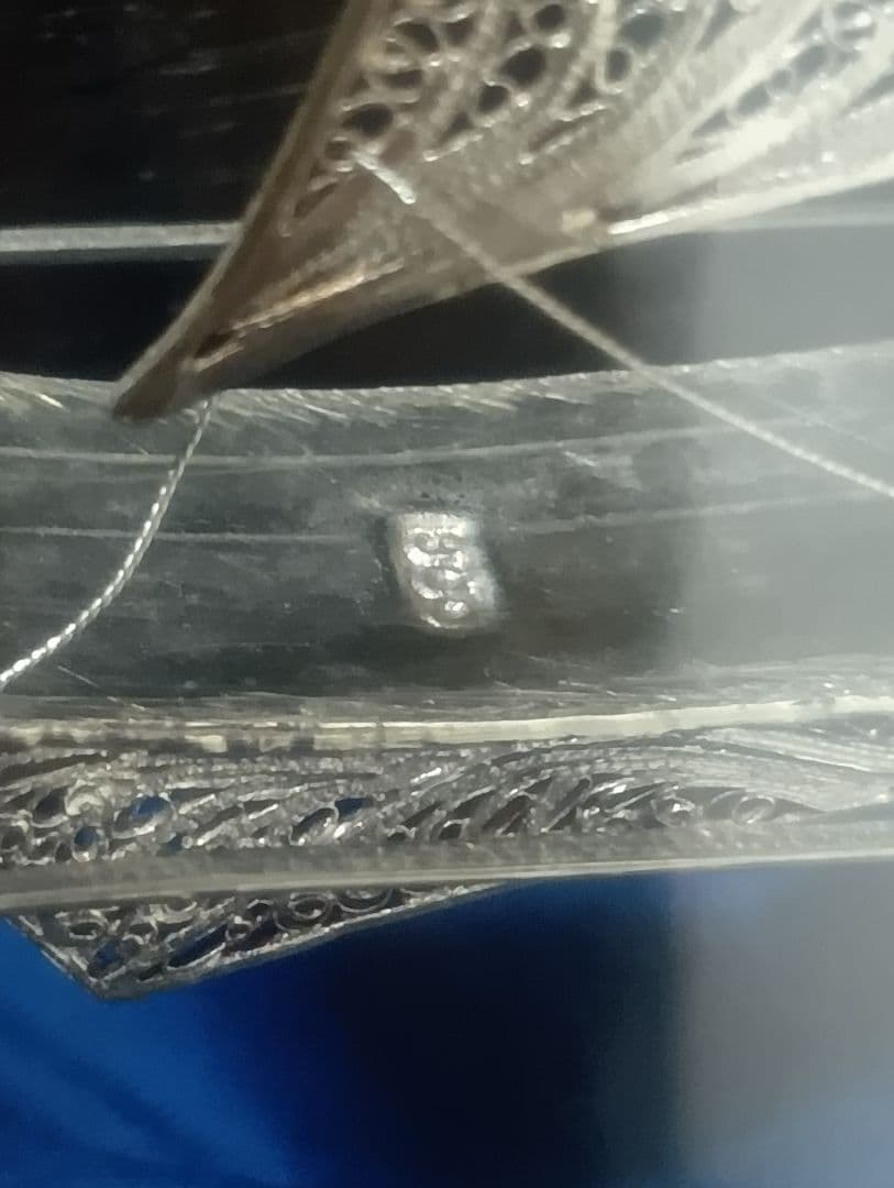 銀製　帆船　透かし彫り細工　sailing ship　sv900