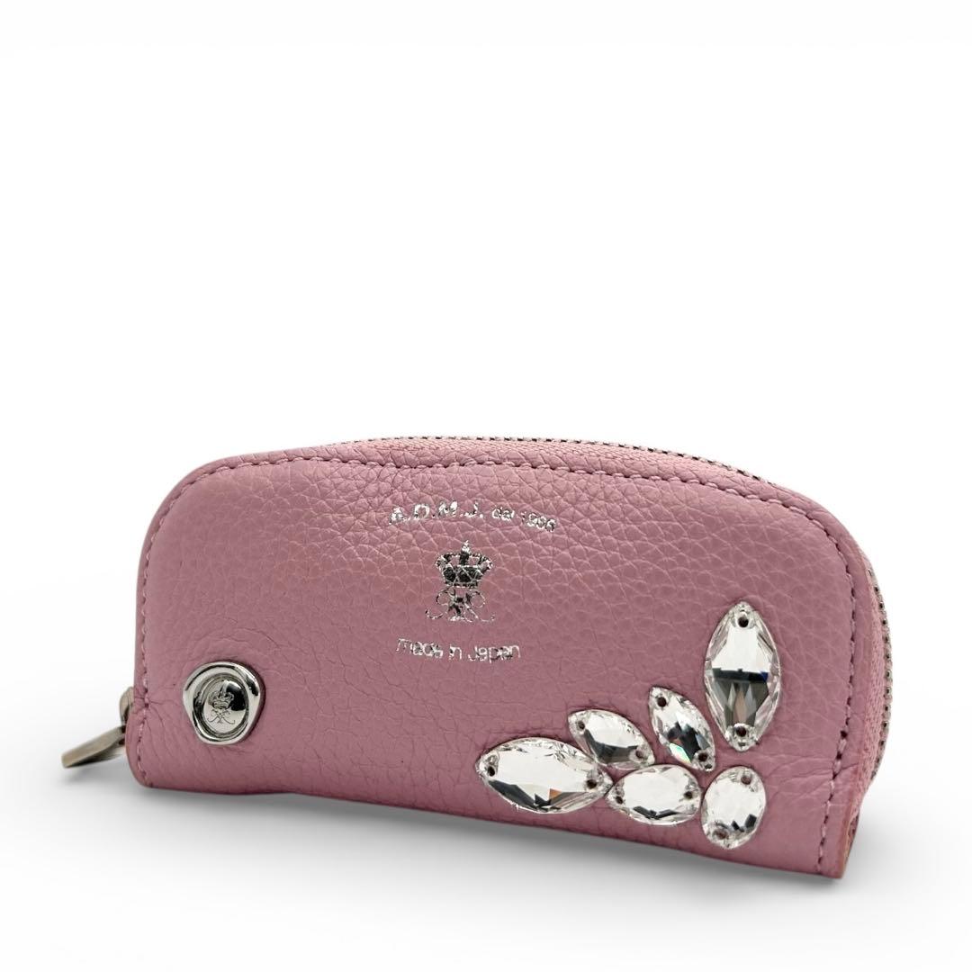 未使用級　A.D.M.J　モーツァルト　ケース　クリスタル　レザー　ピンク