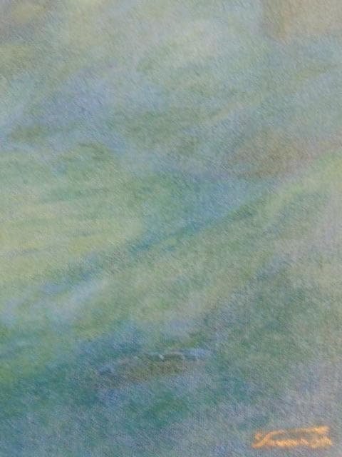 山羽斌士、【碧山根子岳】、希少な額装用画集画、新品高級額 額装付
