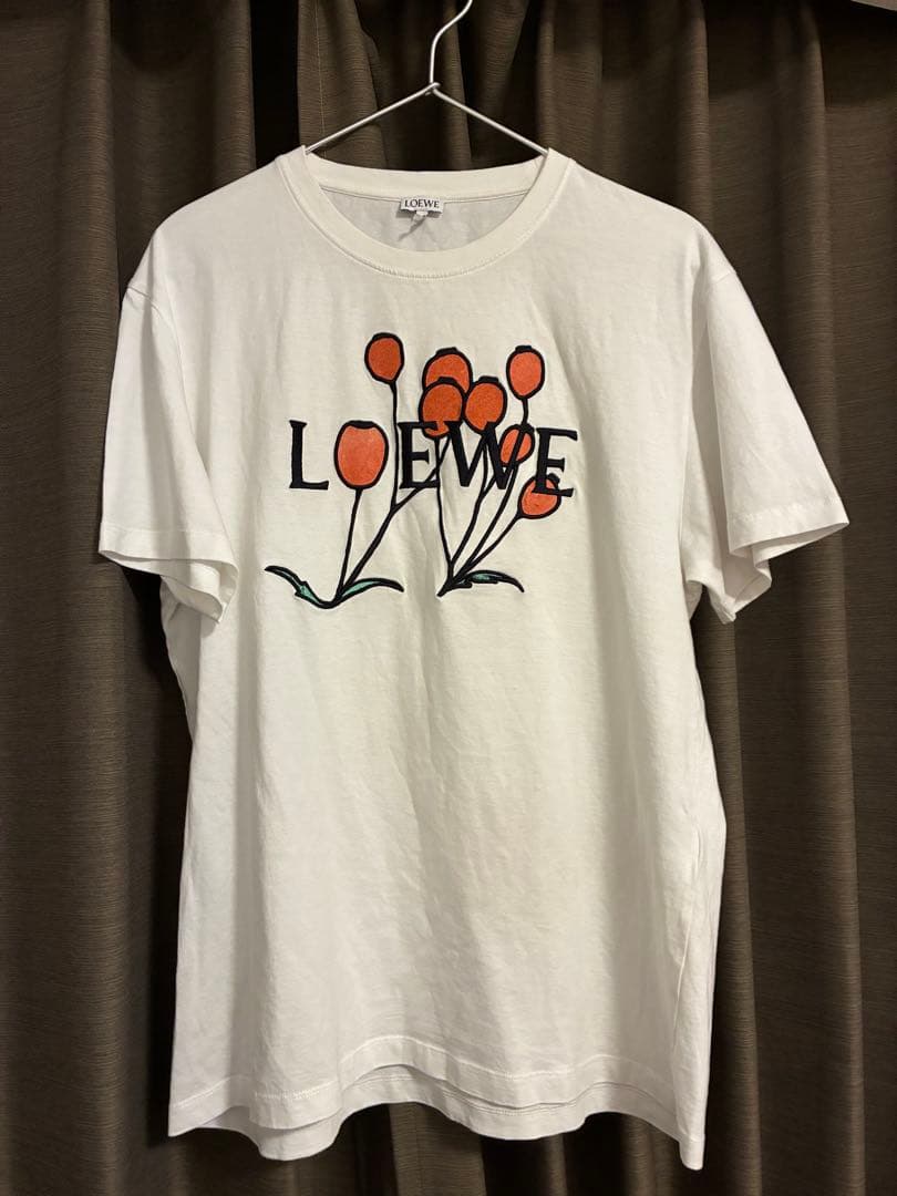 LOEWE ロエベ ロゴ刺繍 Tシャツ　ハーバリウム刺繍　フラワー S 美品
