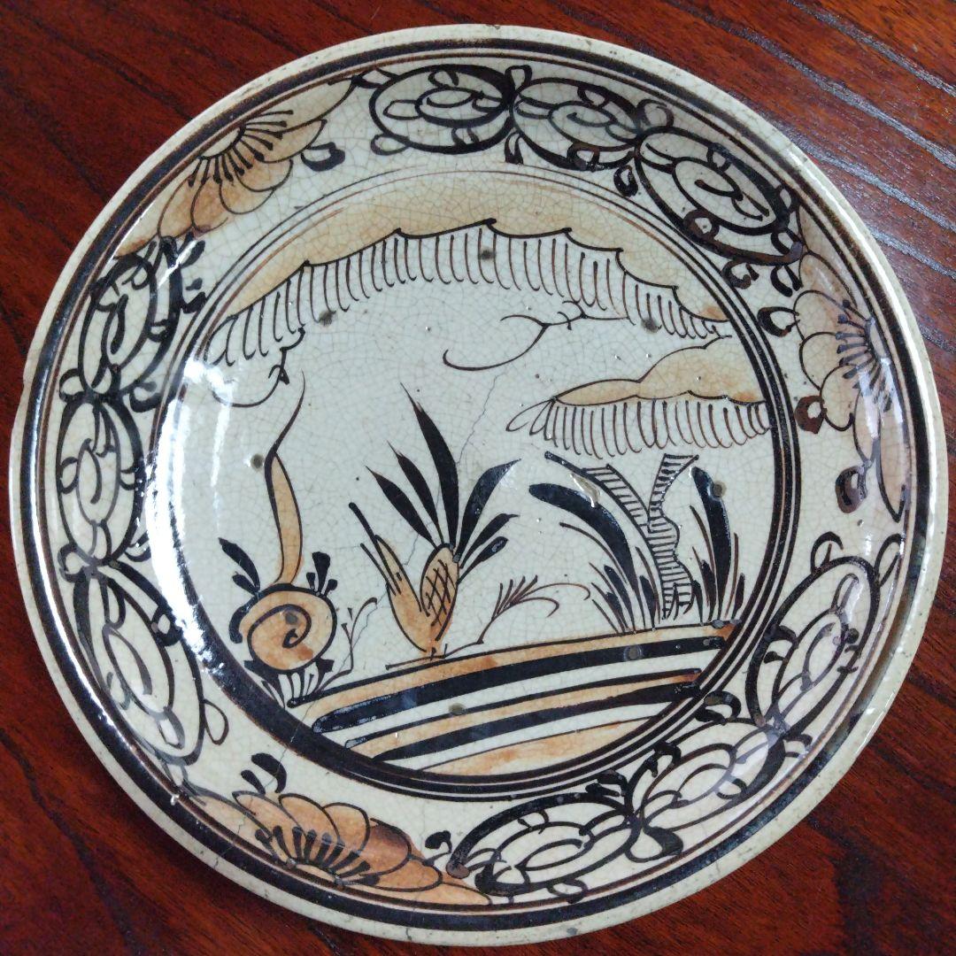 装飾陶器皿　桃山時代～江戸時代 唐津 古志野 絵志野 鳥絵 皿 瀬戸