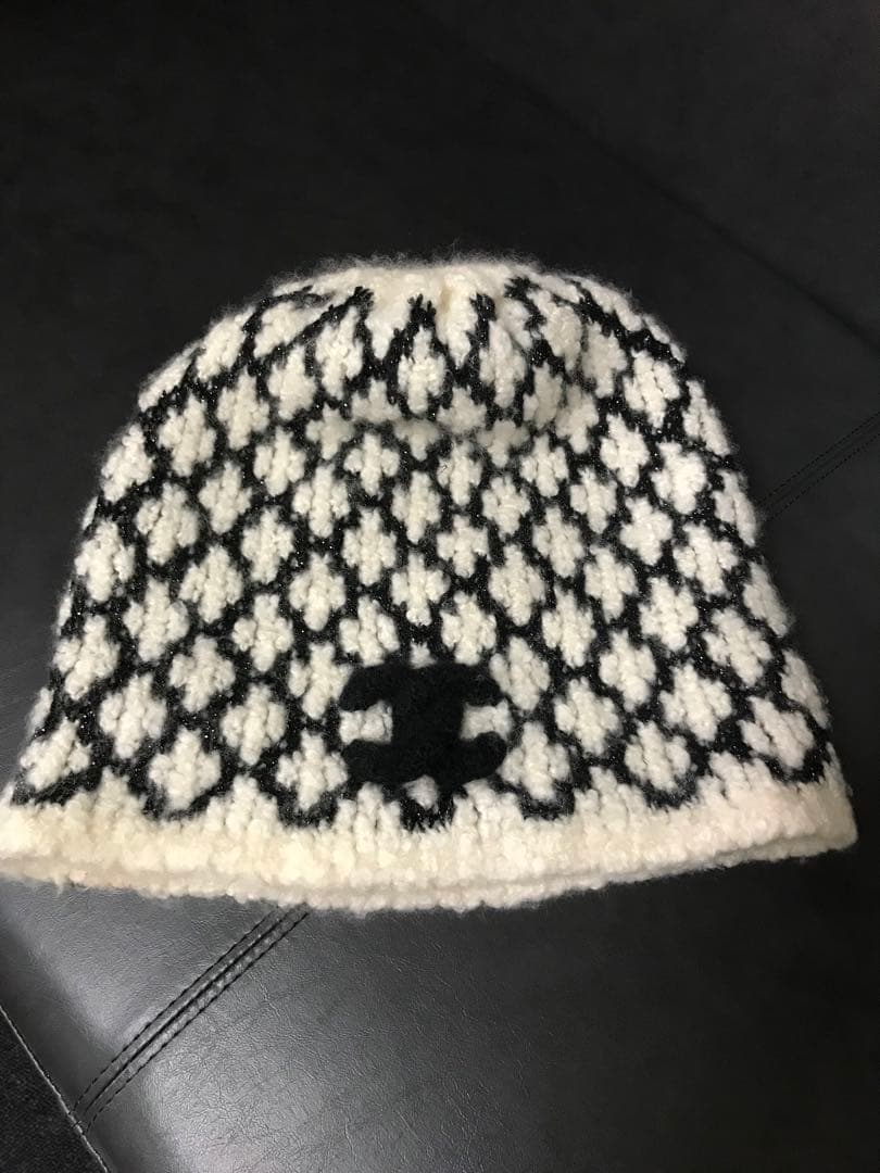 美品　シャネル　CHANEL カシミヤ　ニット帽　ココ