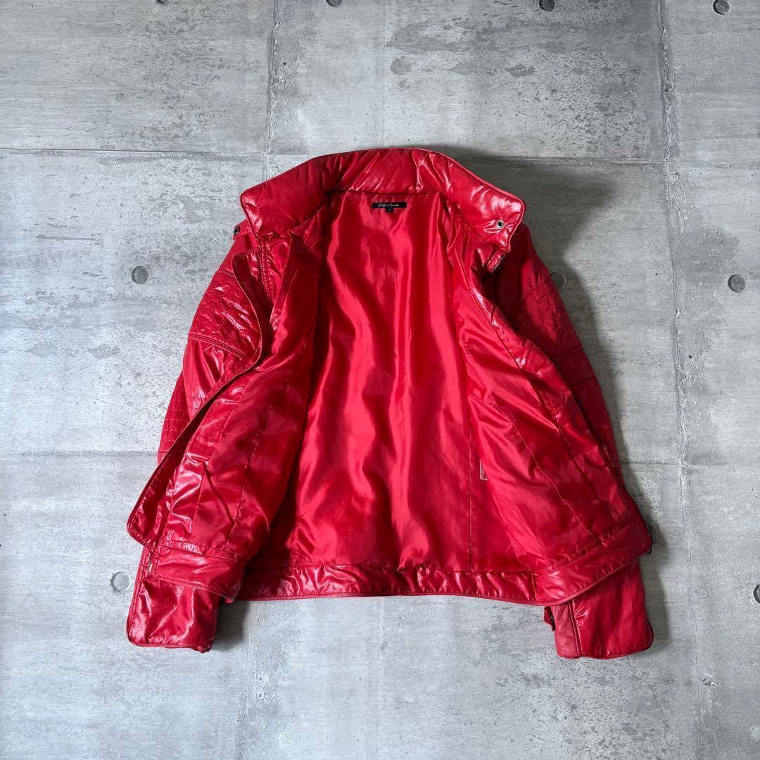 2000's leather × nylon riders jacket y2k