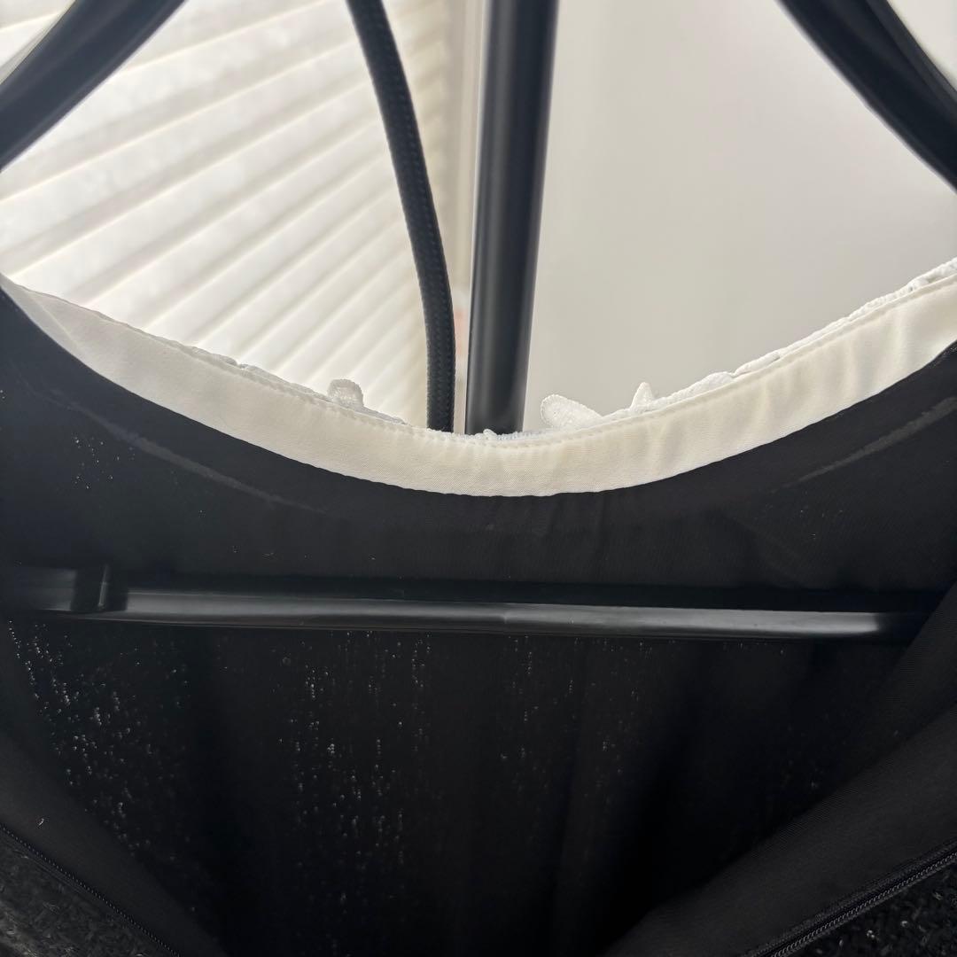 【LEJA】S 花柄スパンコールフレアドレスワンピース　ブラック