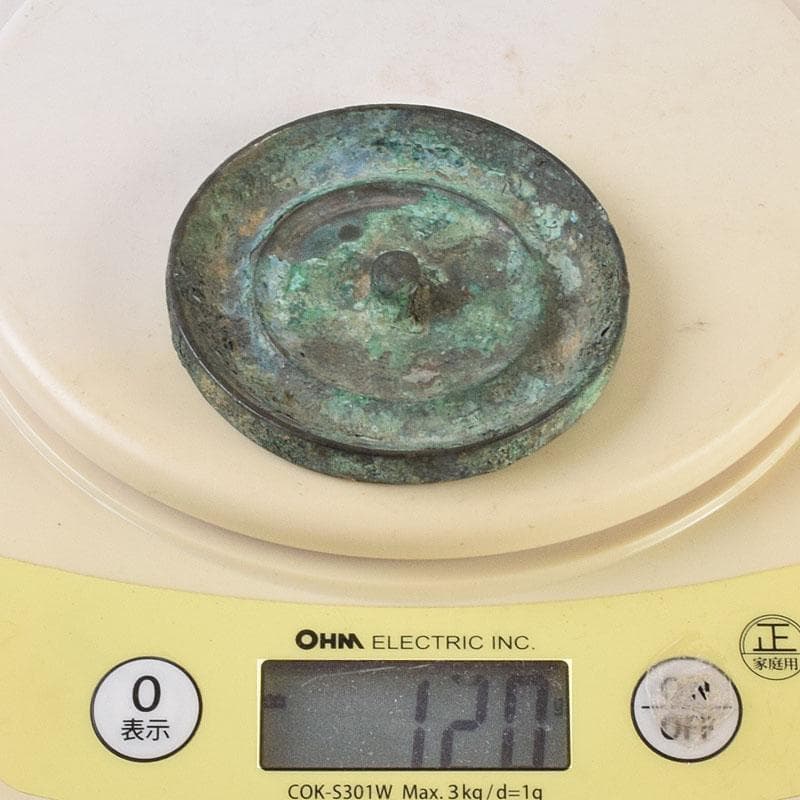 中国　古銅青銅　銅鏡　古鏡　紙鎮　文鎮　時代箱　M　R9328