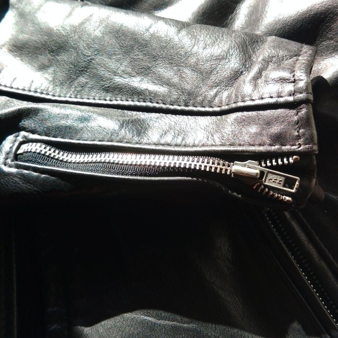 schott ブラックレザーシングルライダースジャケット 42