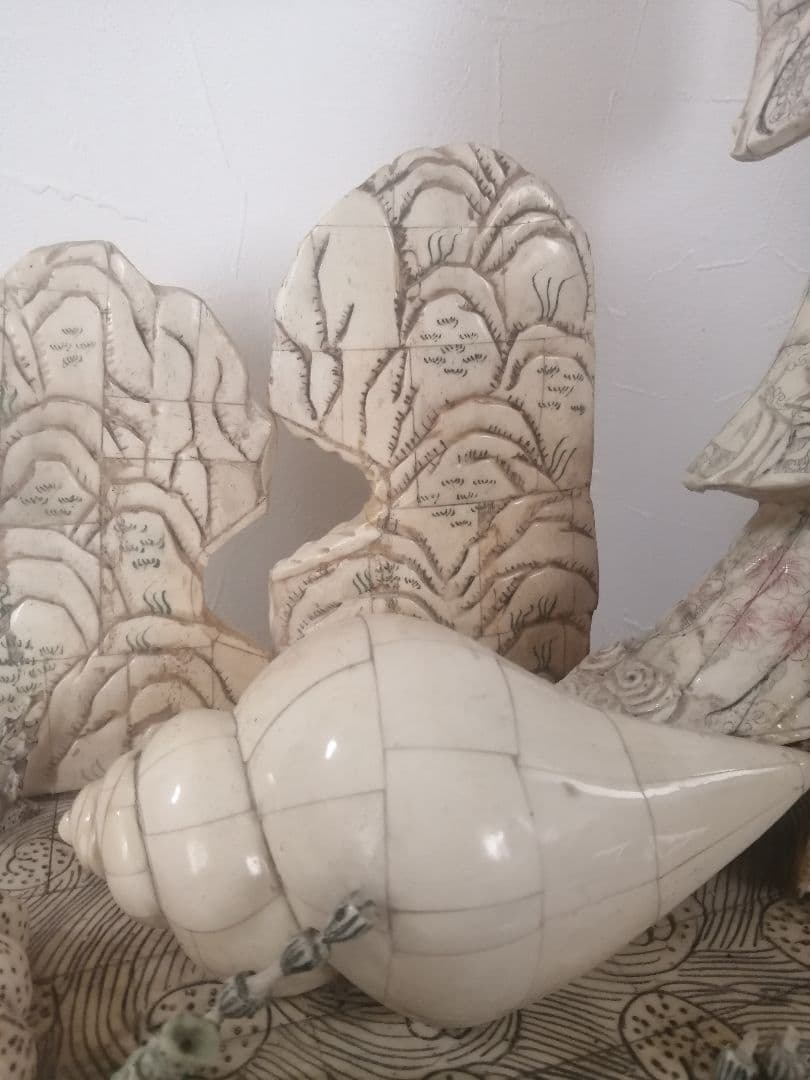 骨董 美術 仙女 天女 天然素材 骨 牙 特大 置き根付