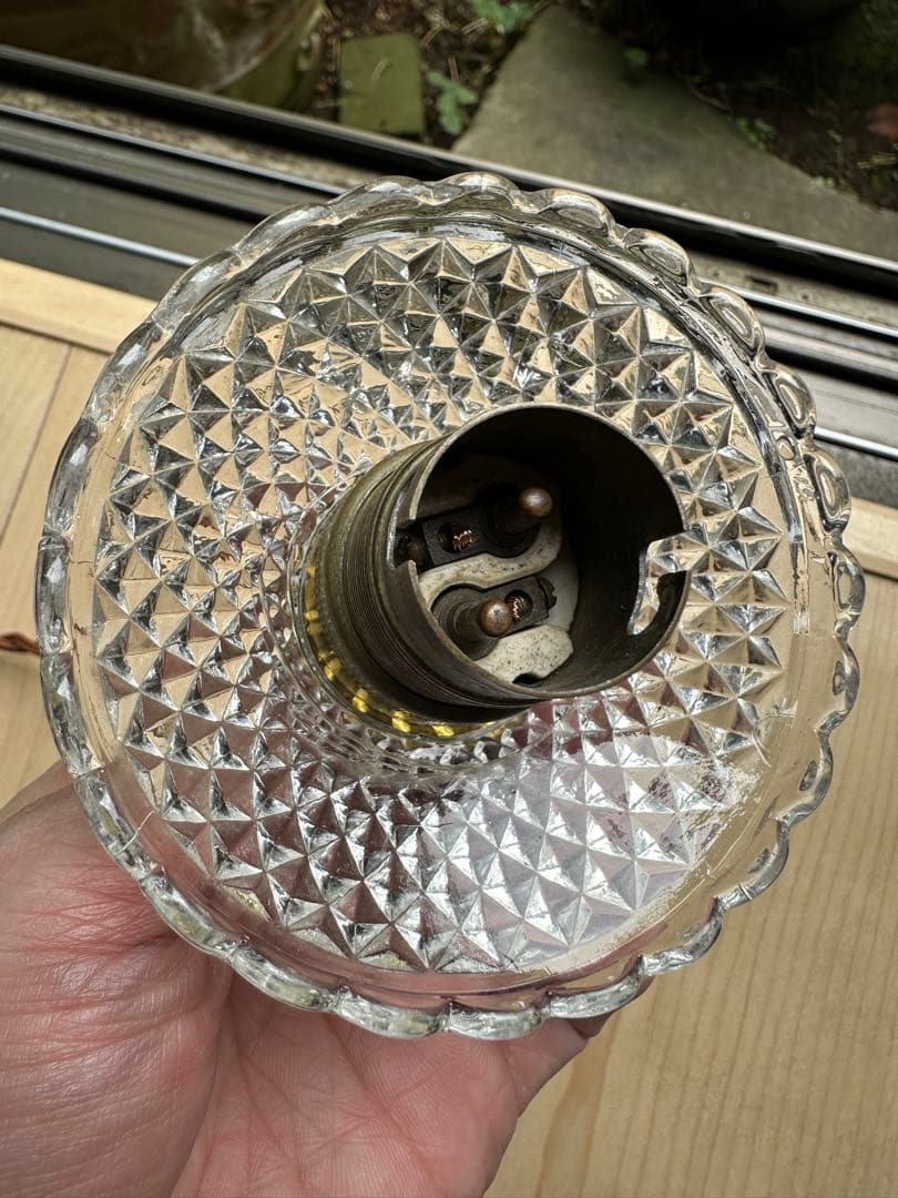 20年代 フランス アンティーク ダイヤモンドキルト模様の小さなアトリエランプ＊