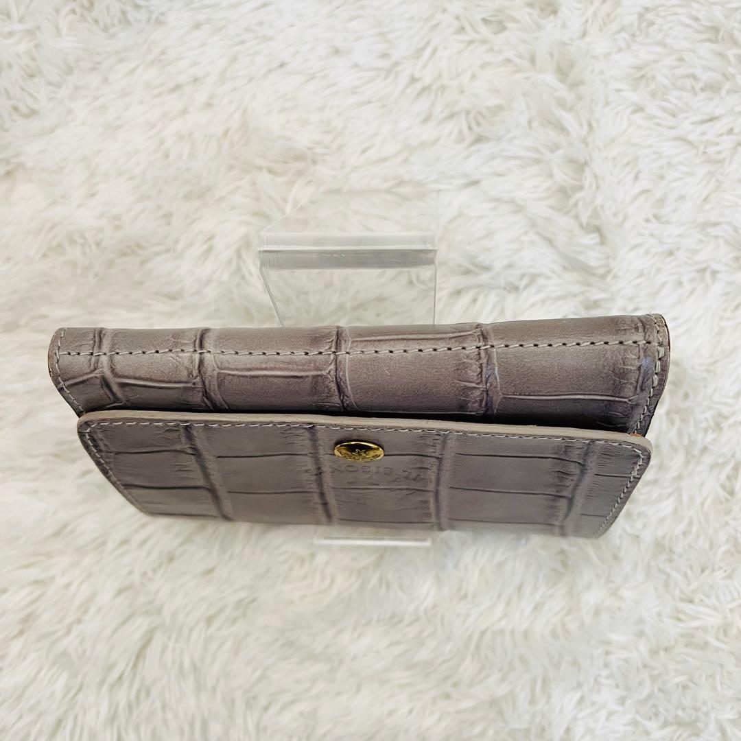 【希少】IL BISONTE クロコ型押し　二つ折財布　本革　バイソン刻印　高級