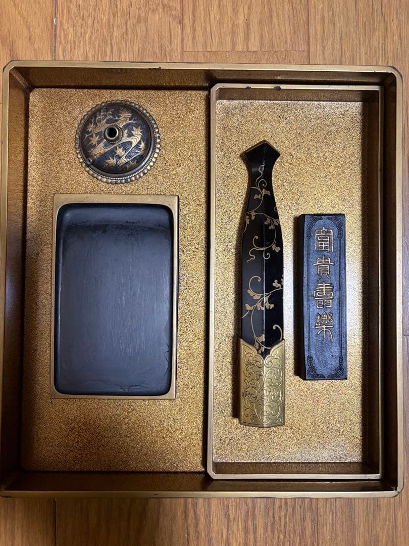 漆器 文房具セット 硯箱　大正〜昭和初期　高級品