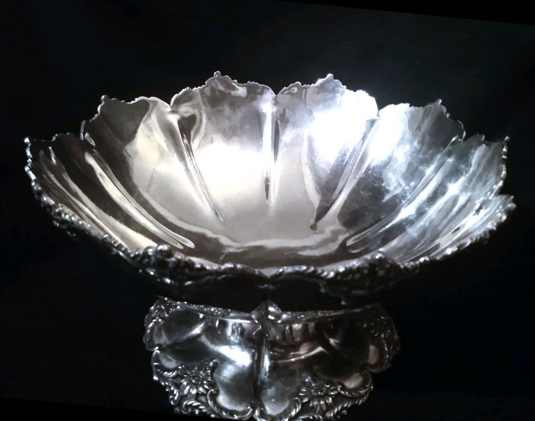 大型アンティークシルバー 銀食器 ボウル お椀ロココ シャビーシック 刻印 大皿