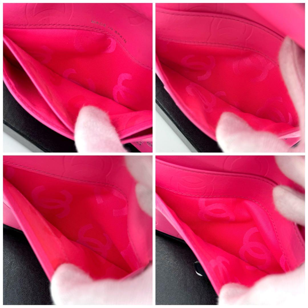 シャネル ラムスキン カンボンライン 折り財布