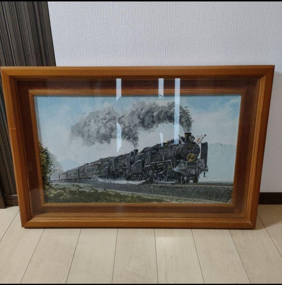 希少 大きい絵画 蒸気機関車 C56 油絵 絵画 中之間