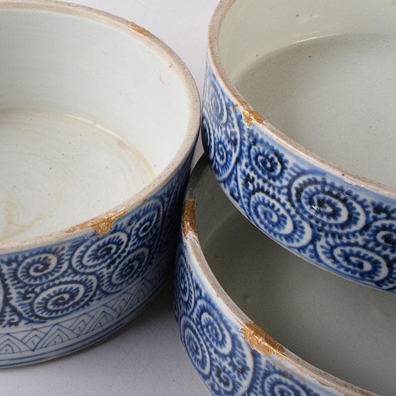 伊万里焼　古伊万里　染付　蛸唐草文　四段重箱　C　R8464H