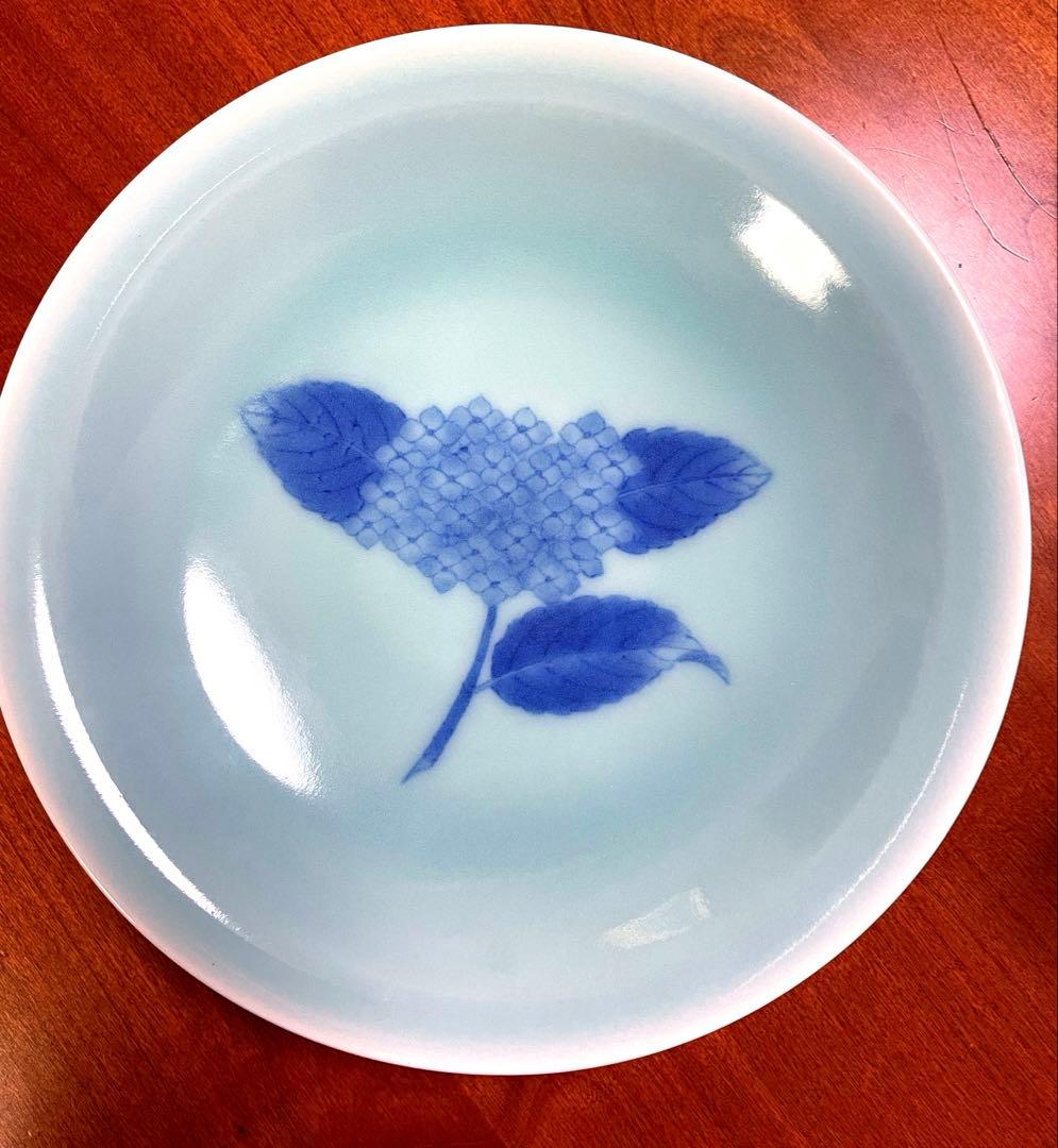 小笠原長春　青磁皿　紫陽花
